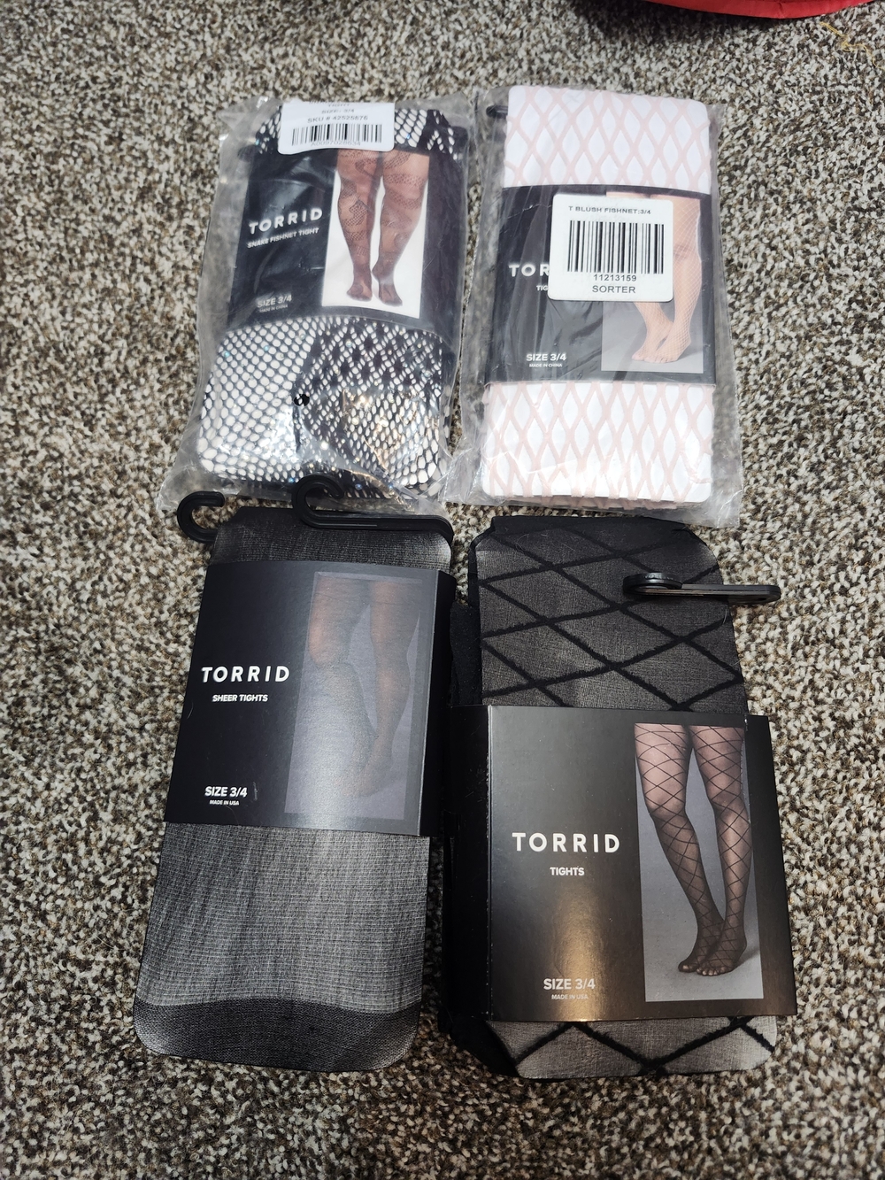 Torrid Bundle (4 Items) Black Fishnet & Diamond Pattern Tights - 3/4 Size, New - Picture 1 of 2